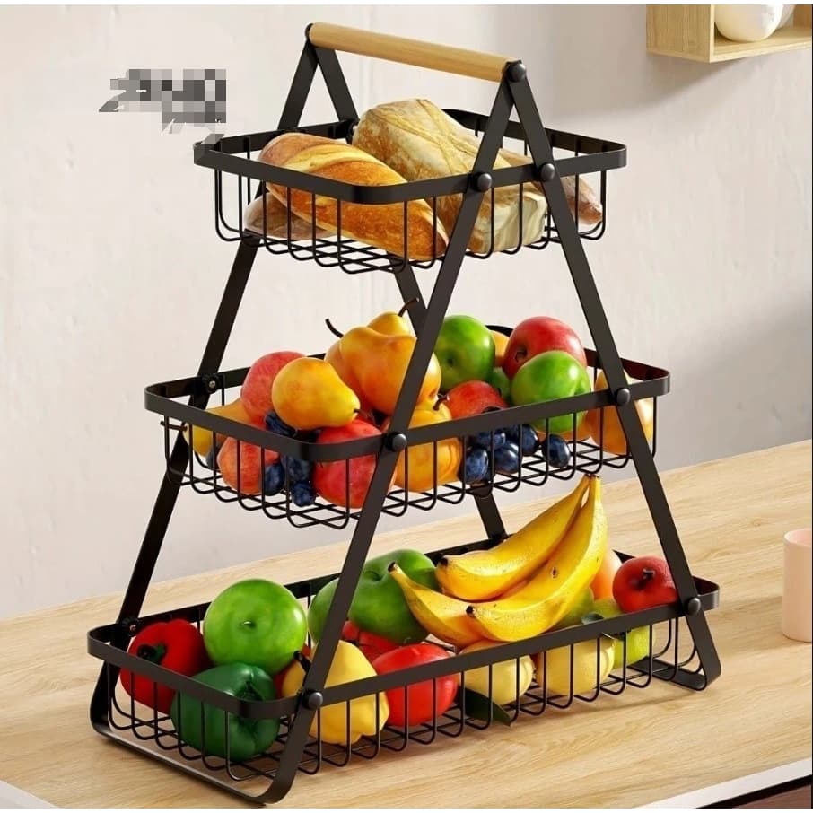 Cesto Fruteira de Mesa Aramado até 3/2 Andares em Metal Organizador Multiuso Frutas Legumes