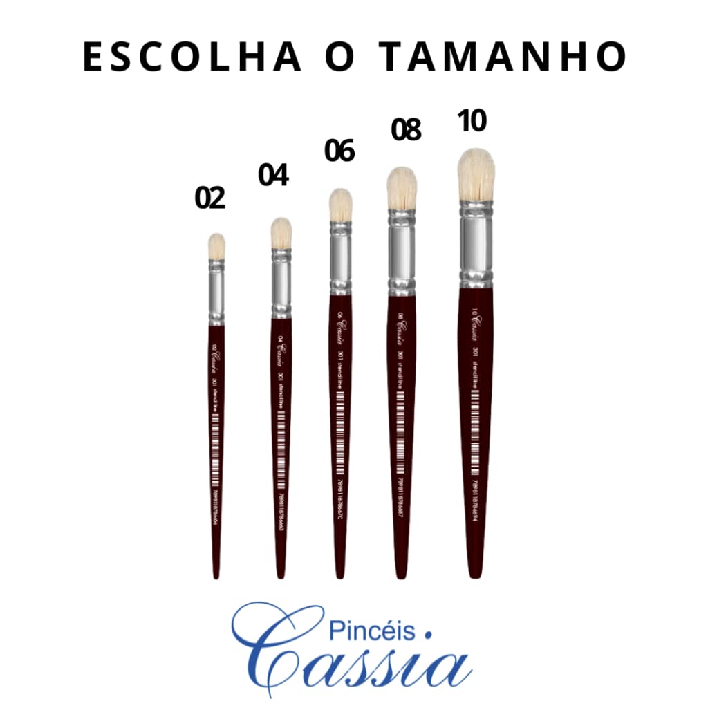 Pincel Pitúa Artistico Cabo Médio Ref.301 - Pincéis Cassia (Escolha o Tamanho)