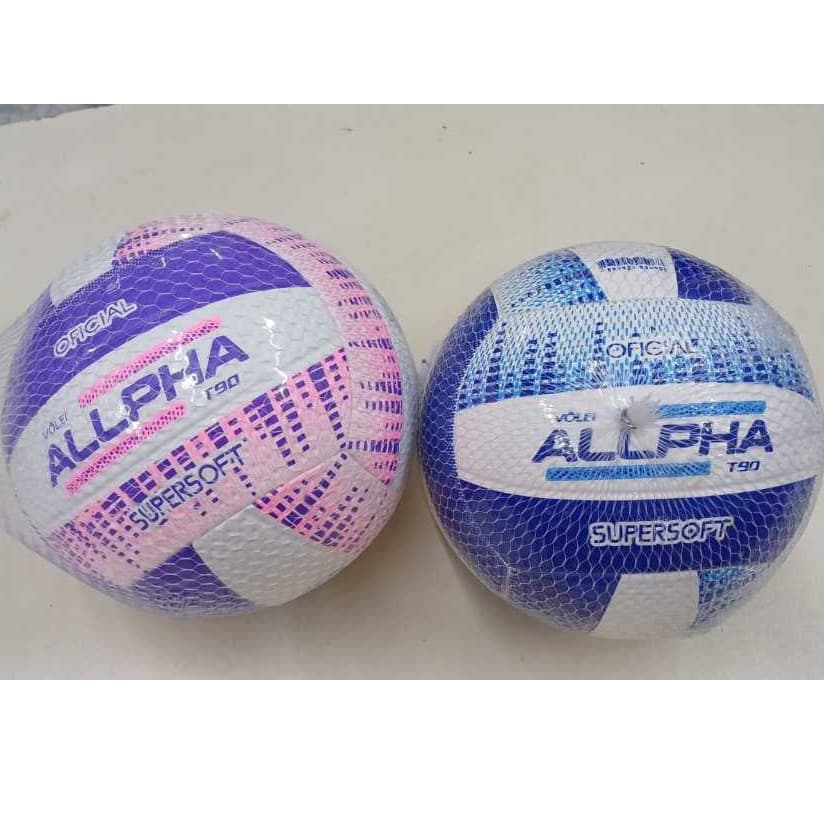 Bola Vôlei T90 Allpha Bolas Super Soft Semi- Oficial- Quadra e Areia- Cores Azul e Rosa