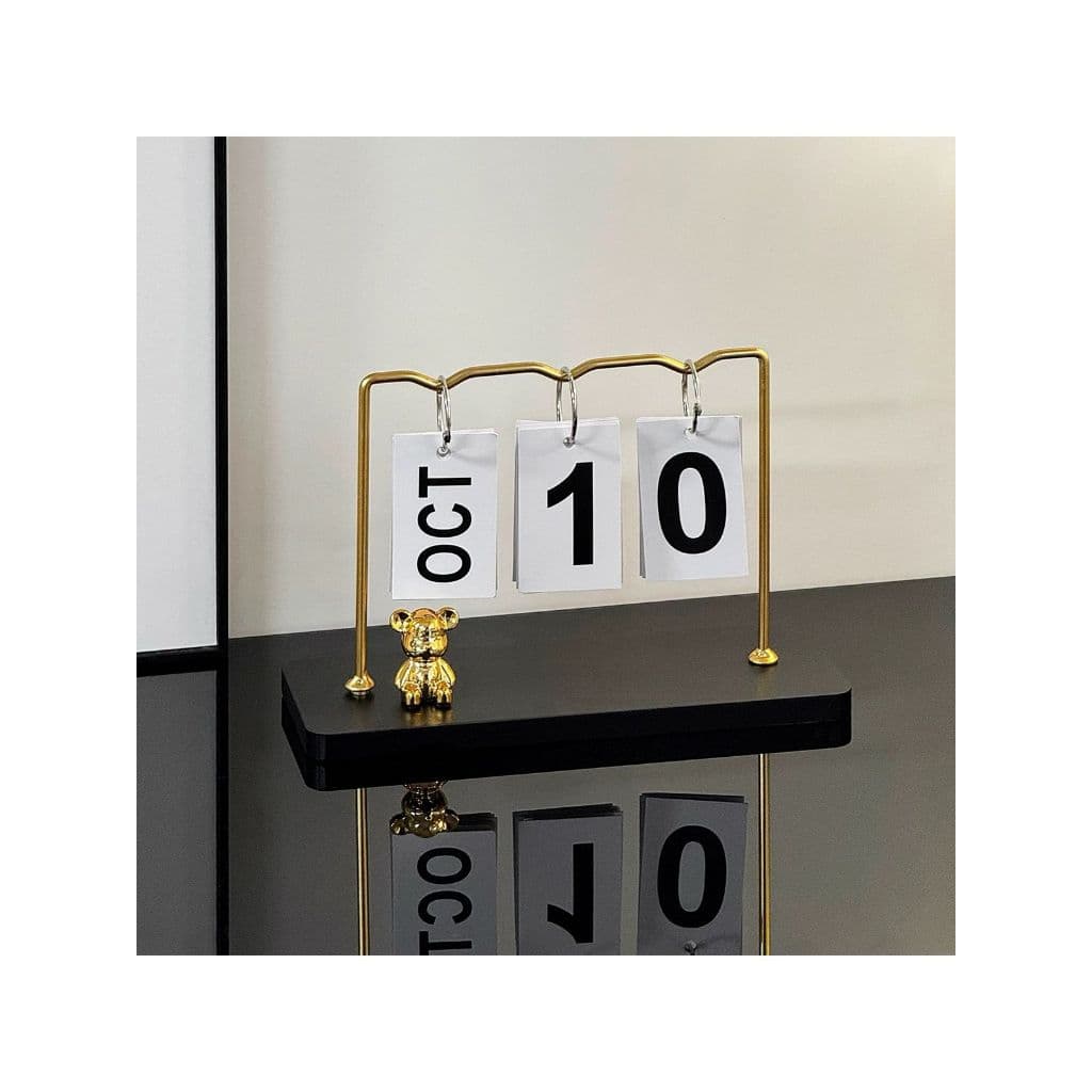 Calendario de Mesa Plaquinhas Escritório Base de Madeira decorativo Ursinho