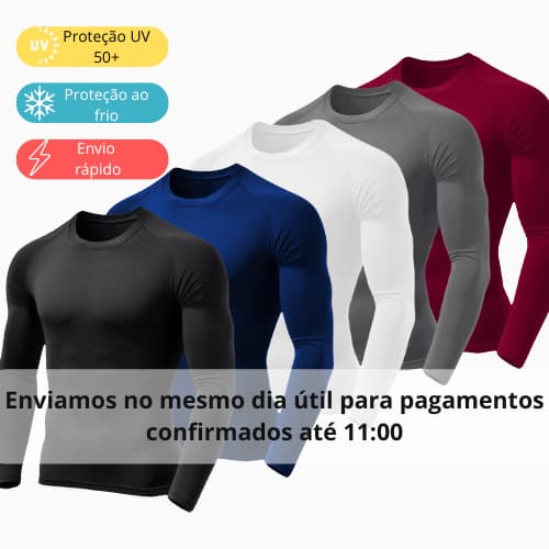 Kit 2 Camisa Térmica Masculina Proteção Uv 50+ Segunda Pele Camiseta Blusa Malha Fria Academia Manga Longa F7 NEW STYLE