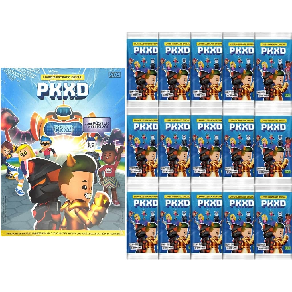 Álbum Pkxd Oficial Com + 50 Figurinhas (10 Envelopes) Pixel