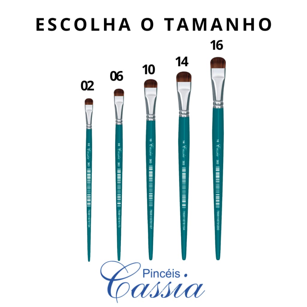 Pincel Chato Lingua de gato Artistico Cabo Curto Ref.303- Pincéis Cassia (Escolha o Tamanho)