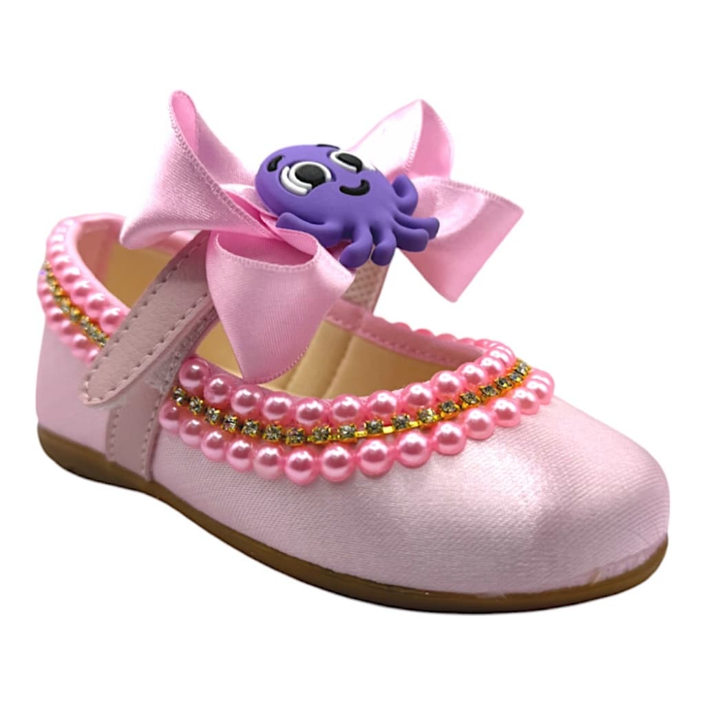 Sapatilha Infantil Rosa Menina Bolofofos Cabeça Pow Polvinho Polvo Sapato Bebê Sapatinho