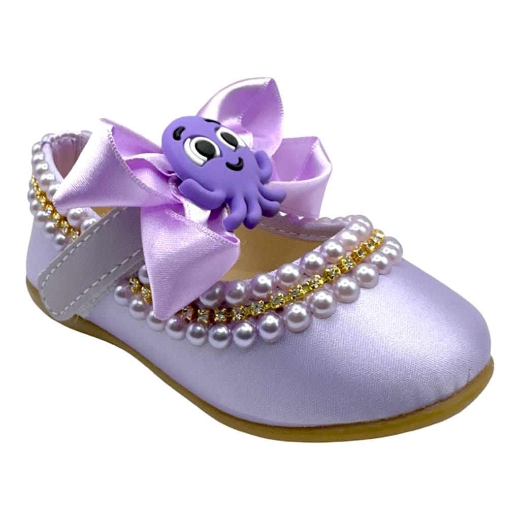 Sapatilha Infantil Lilás Menina Bolofofos Cabeça Pow Polvinho Polvo Sapato Bebê Sapatinho