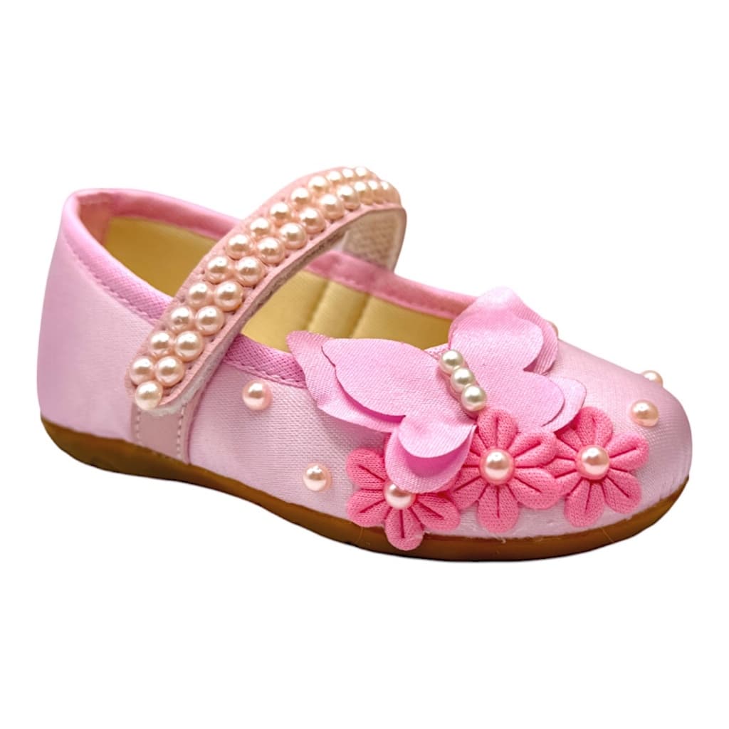 Sapatilha Infantil Jardim Encantado Borboletas Flores Rosa Bebê