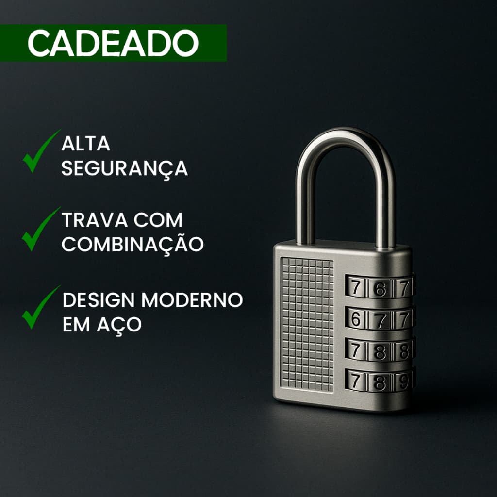 Cadeado Combinação Quatro Dígitos Liga Zinco Sem Chave Viagem Escola Academia