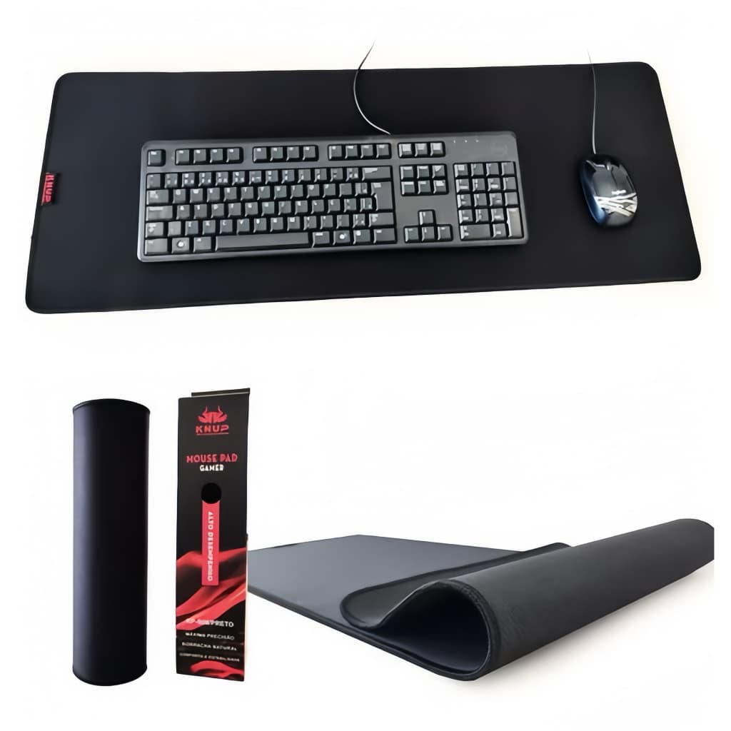 Mouse Pad Gamer Grande 80x30cm Preto Confortável Base antiderrapante
