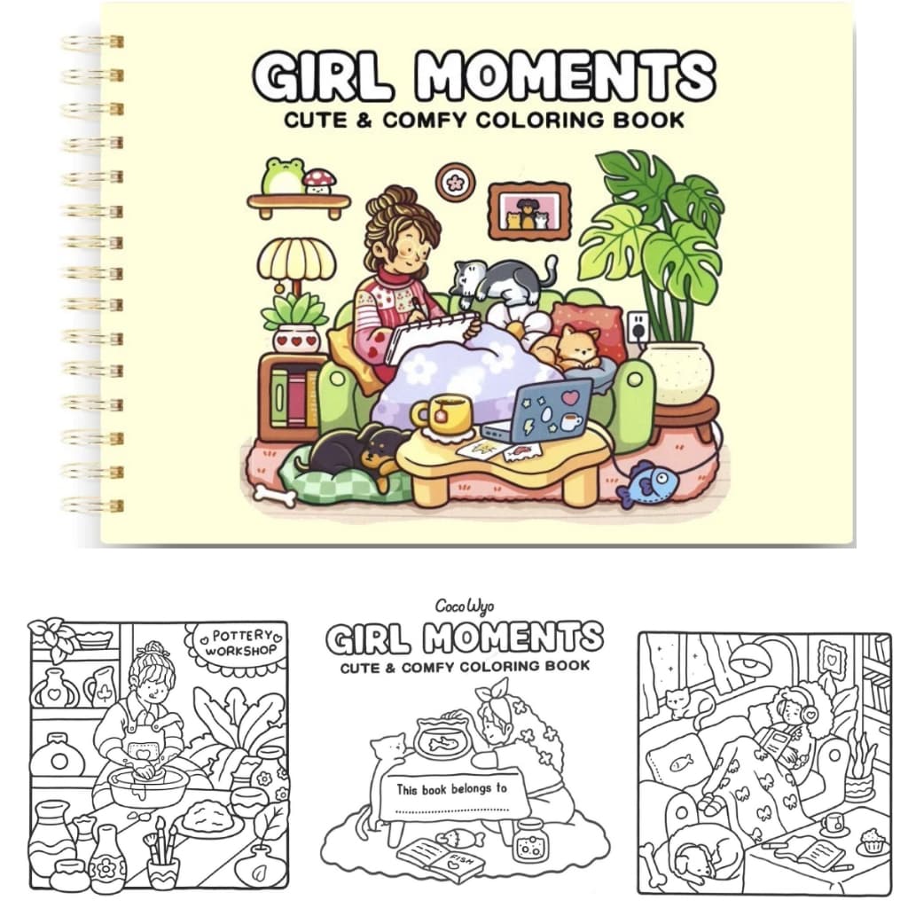 Livro de Colorir Girl Moments Capa Dura A5, 46 folhas 180gr + Acetato Protetor