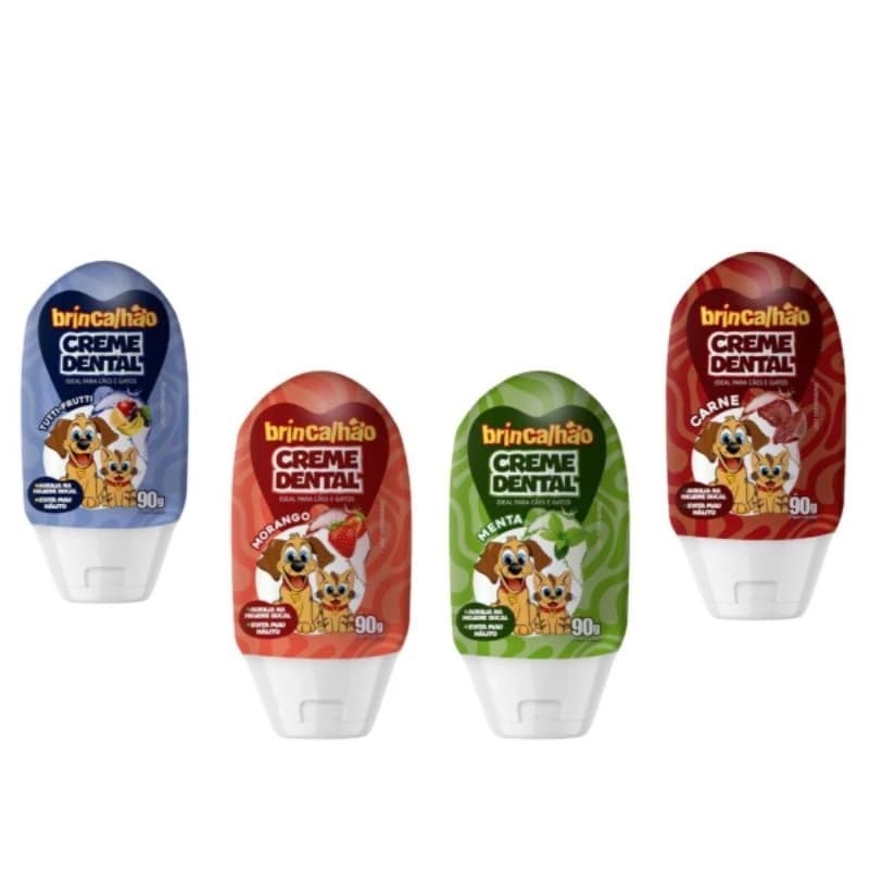 CREME DENTAL BRINCALHAO PARA CÃES E GATOS MAU HÁLITO BAFINHO 90G