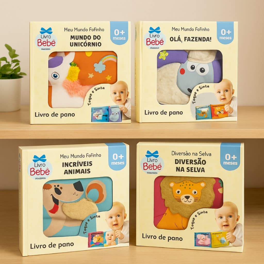 Livro Pano Infantil Bebê Meu Mundo Fofinho Sensorial e Macio