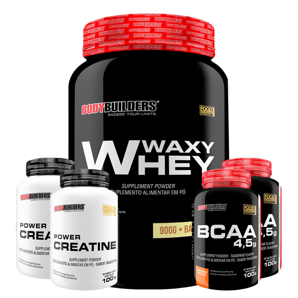 Kit Waxy Whey 900g + 2x Bcaa 100g + 2x Creatina 100g