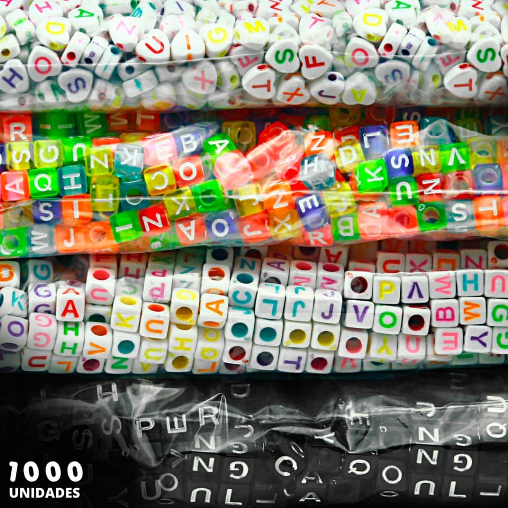 Kit 1000 Miçangas de Letras – Para Pulseiras, Personalizações e Artesanato Diversas Cores - SHEFA