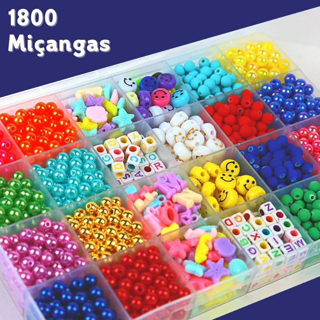 Kit de Miçangas 1800 Peças – Pulseirinhas Infantis Criativas + Fio de Silicone - SHEFA