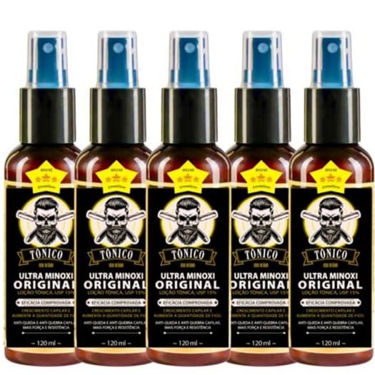 Kit 5x Tônico Ultra, Cabelo Barba e Bigode 120ml