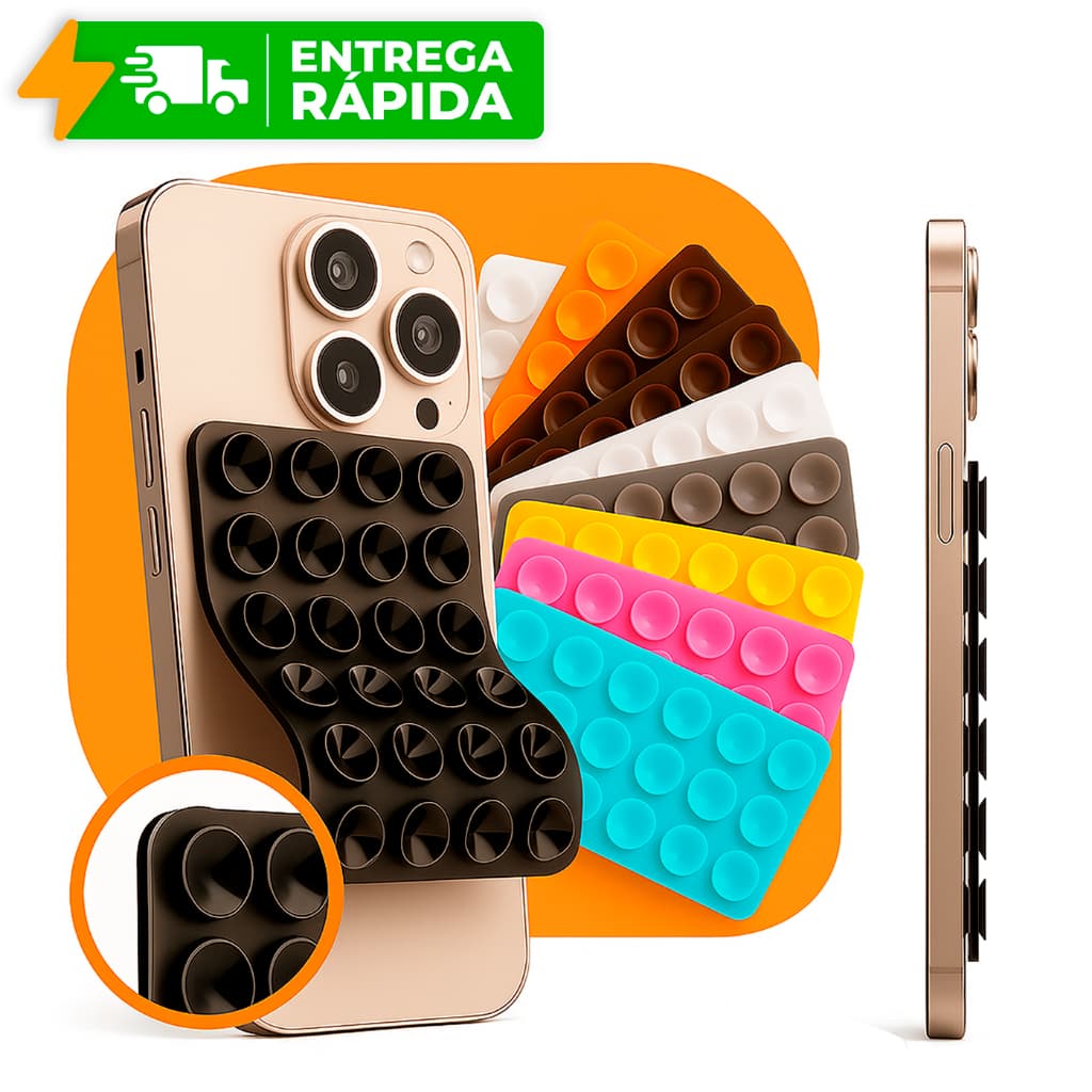 Suporte De Silicone Com Ventosa Para Celular Duplas Ventosas