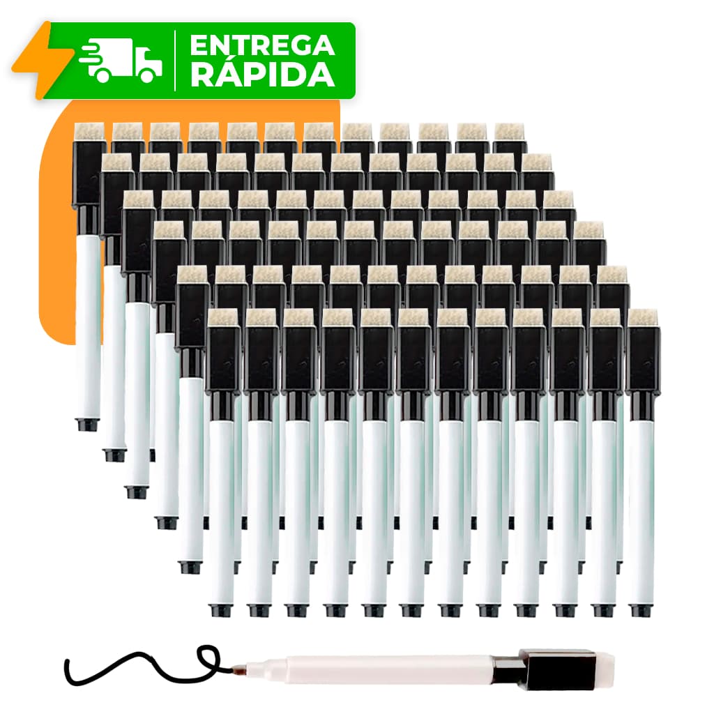 Canetas Preto Para Quadro Branco e Planner Com Apagador E Imã
