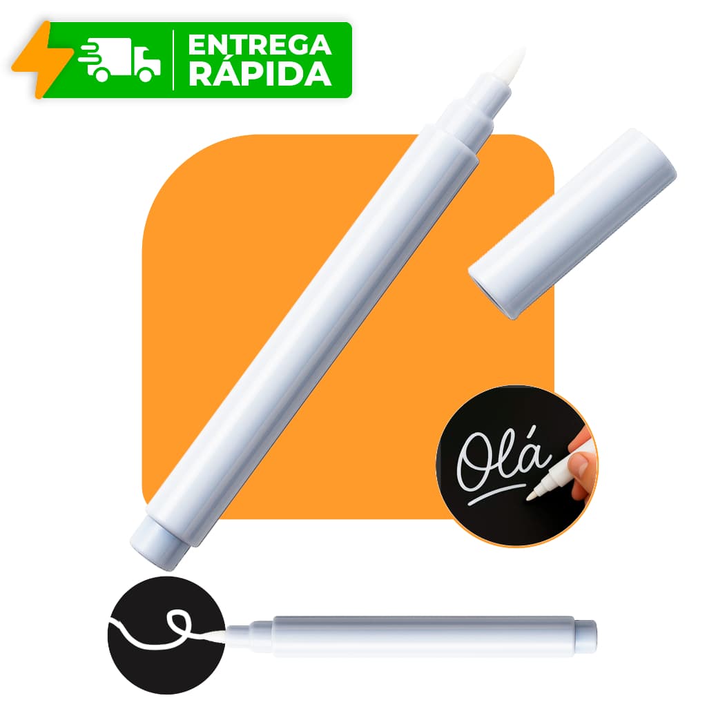 6 Canetas Giz Líquido Branca Para Quadro Preto E Óculos
