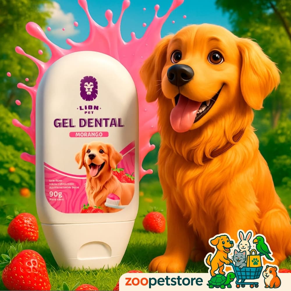 Pasta De Dente Gel Dental Para Cachorro e Gato (Creme Contra Tártaro e Mau Hálito) Lion Pet - 90g