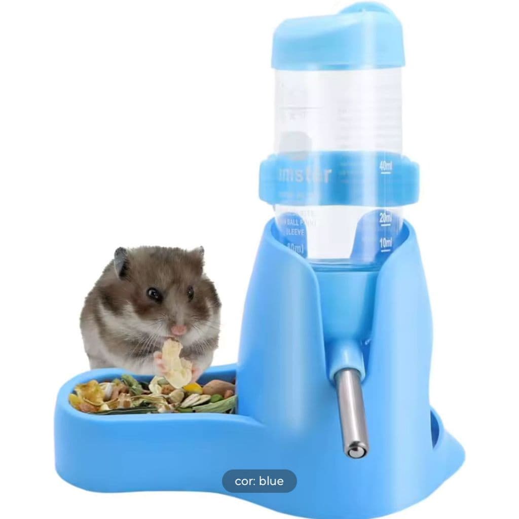 Bebedouro e Comedouro Kit 3 em 1 Automático para Coelho Chinchila Porquinho Hamster 250ml  Bico Inox