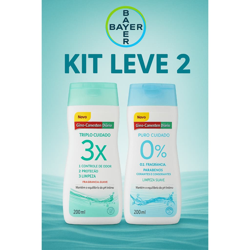 Kit Sabonete Íntimo Gino-Canesten Diário Triplo + Puro Cuidado 200ml Cada | Higiene Feminina