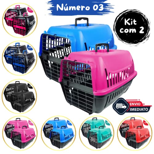 1 ou 2 Caixa de Transporte PREMIUM Nº 3 Pet Gatos e Cães Pequeno e Médio Número