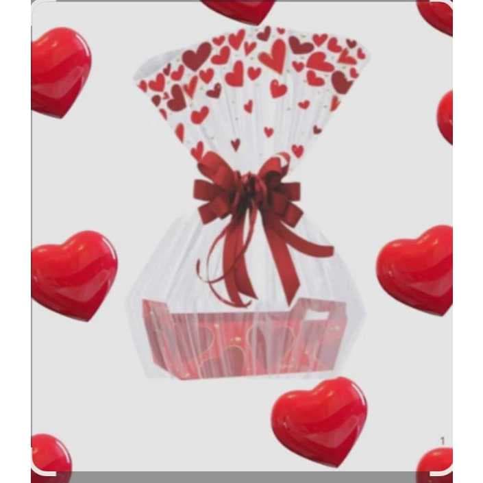 Saco celofane 45x60 decorado coração 50 unidades