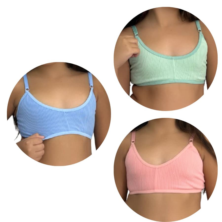 Kit C/ 5 Sutiã Juvenil Infantil Suede Algodão Com Abertura Atrás Menina Moça