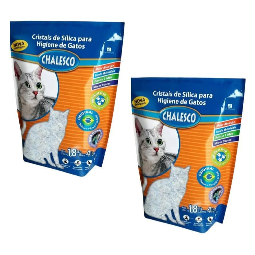 KIT 2 AREIA SILICA PREMIUM PARA GATOS CADA PACOTE 1,80KG, DURA 2 MESES MELHOR DO MERCADO!
