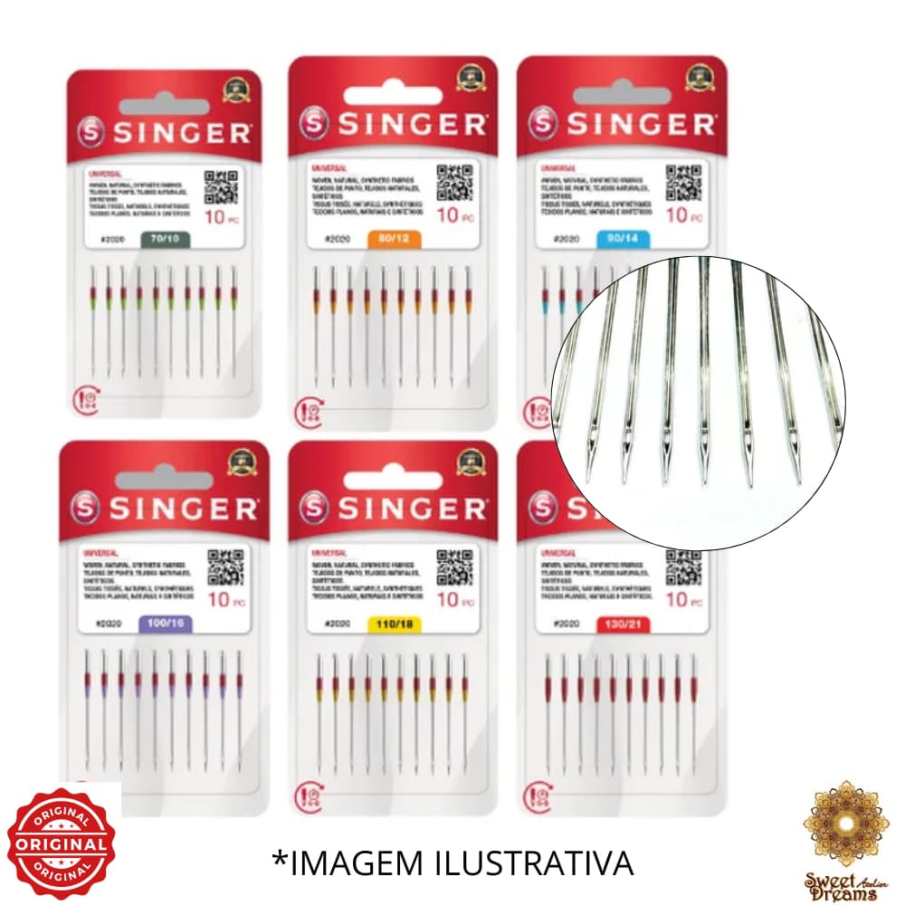 AGULHA SINGER DOMÉSTICA 2020 COM 10 UNIDADES