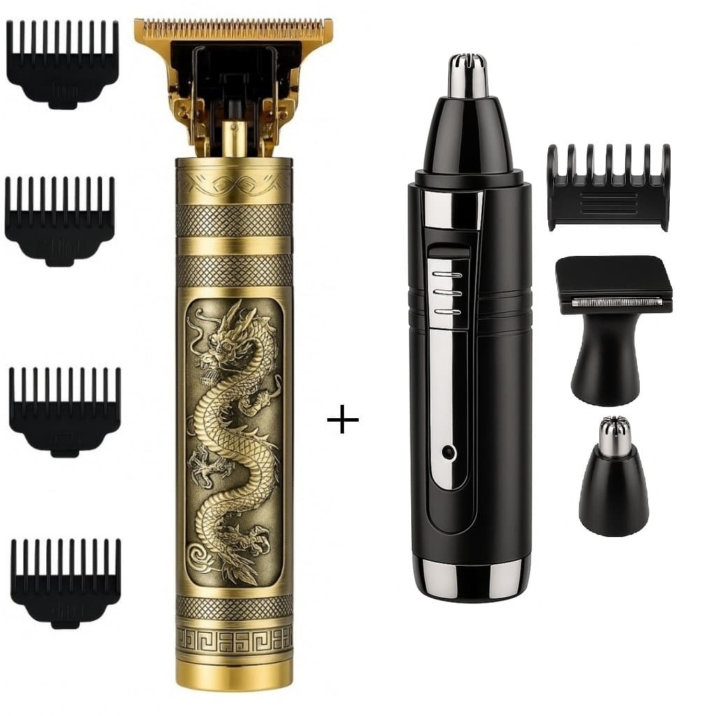Kit Kemei 6511 + Máquina  Dragão Cortar Cabelo Barba Barbeador Nariz Profissional Recarregável USB