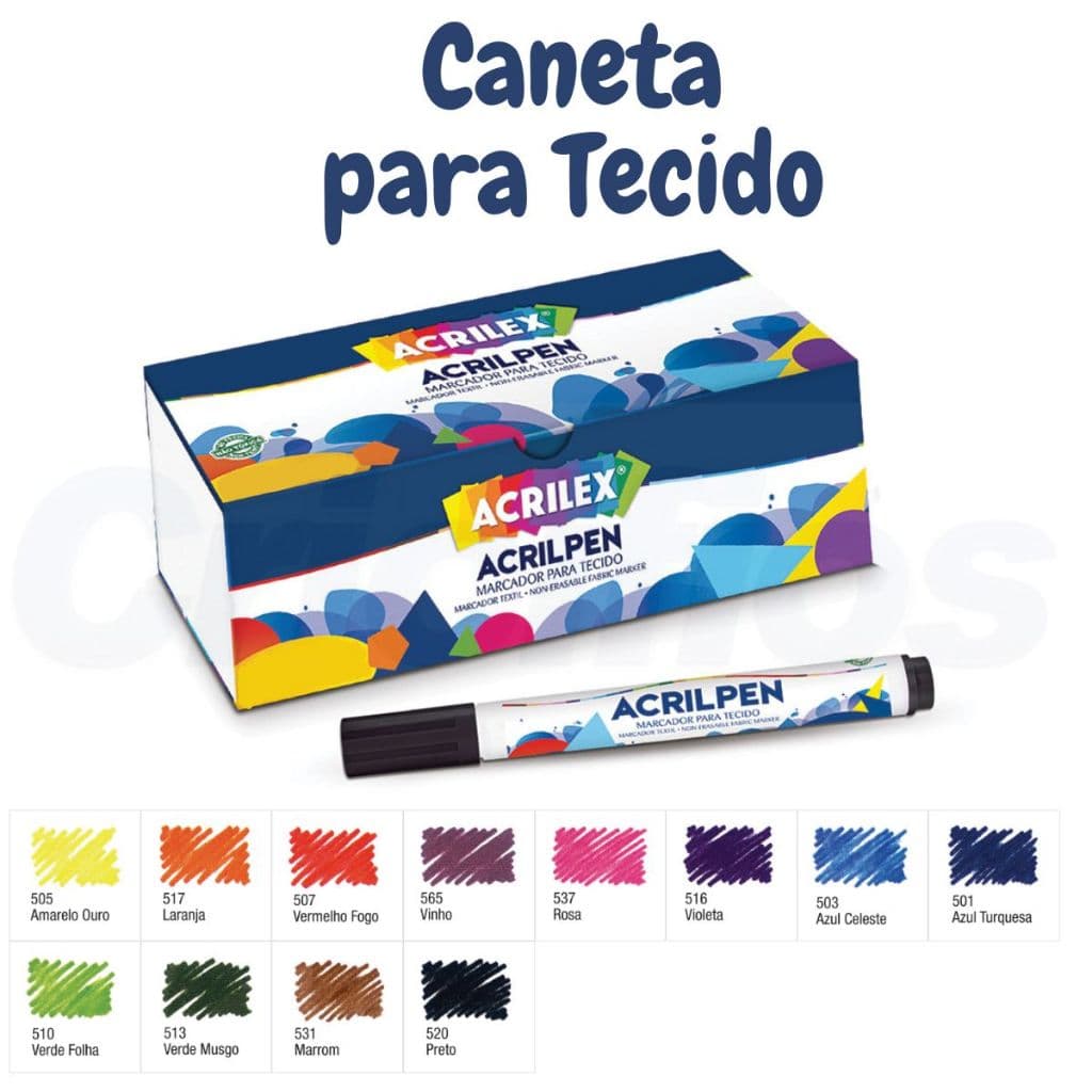 Caneta para Tecido Acrilpen Acrilex Escolha a Cor