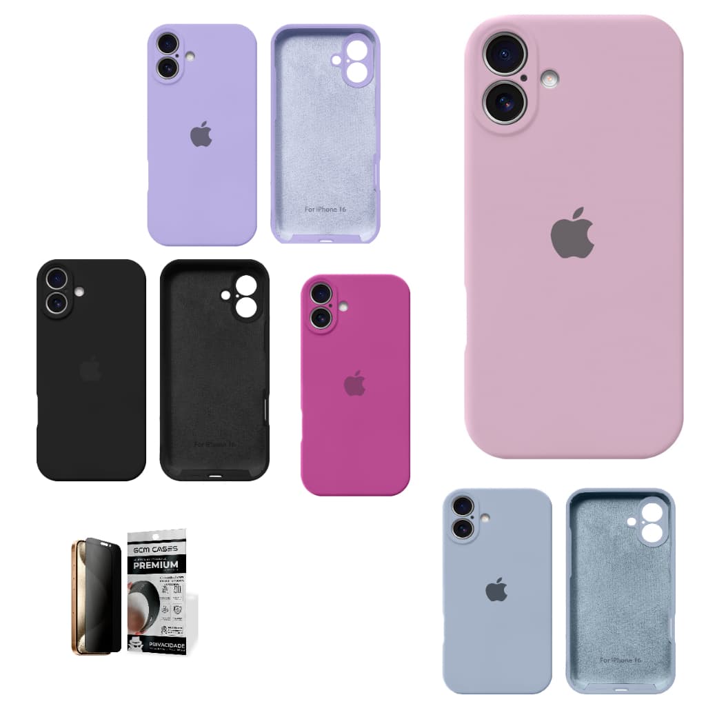 Capinha Celular iPhone 16 Silicone Aveludado com Proteção Câmera Envio Rápido