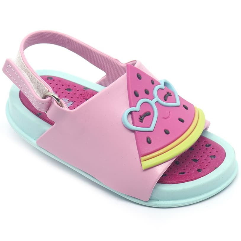 Sandália Infantil Plugt Menina Confortável Melancia Solado Antiderrapante Tiras Seguras Moda Verão