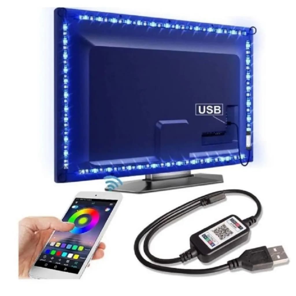 Fita Led Rgb 5050 Ritimo Musical Bluetooth Usb Tv Carro Rgb 5 Metros