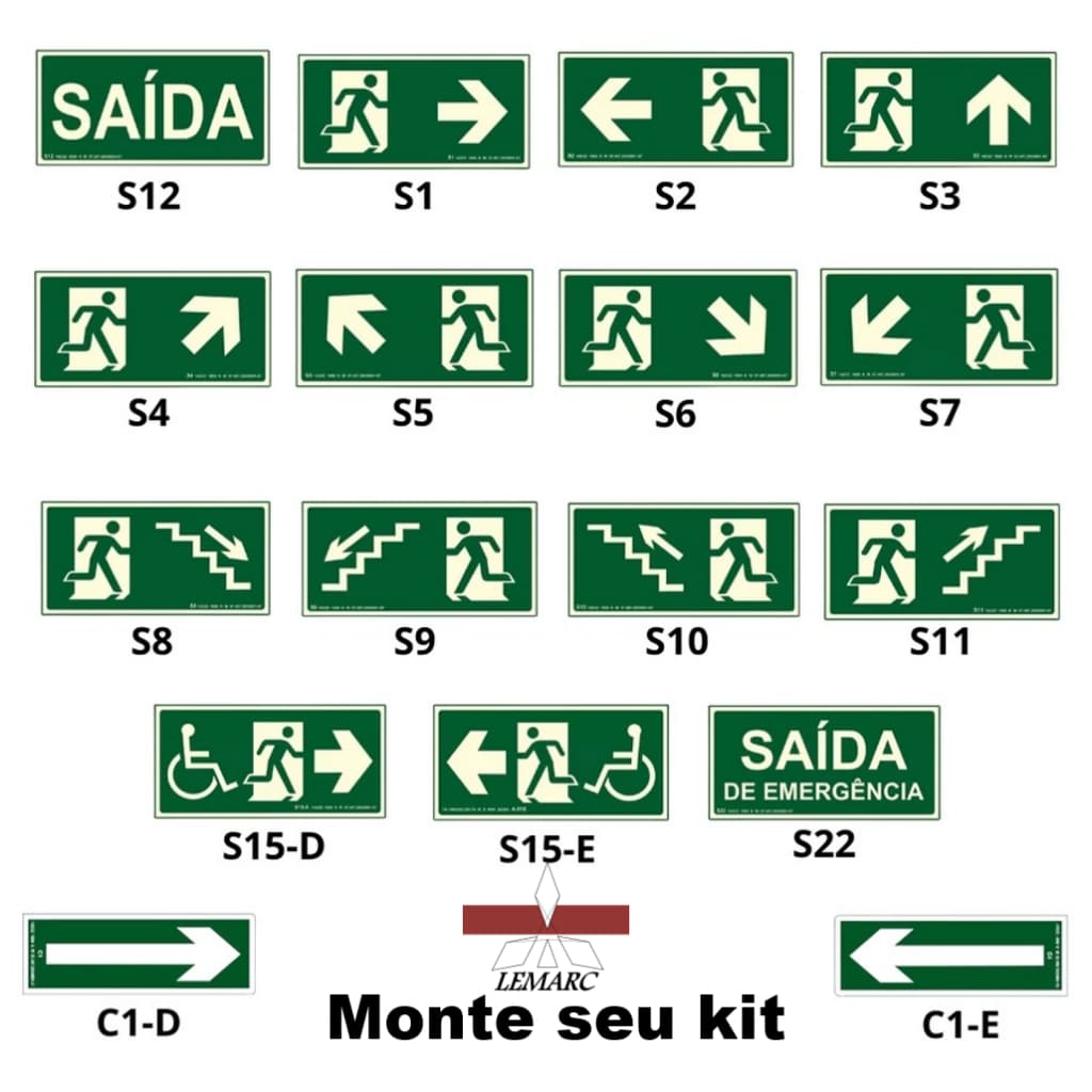 Placa Sinalização Rota de Fuga - Fotoluminescente 20x10 PVC