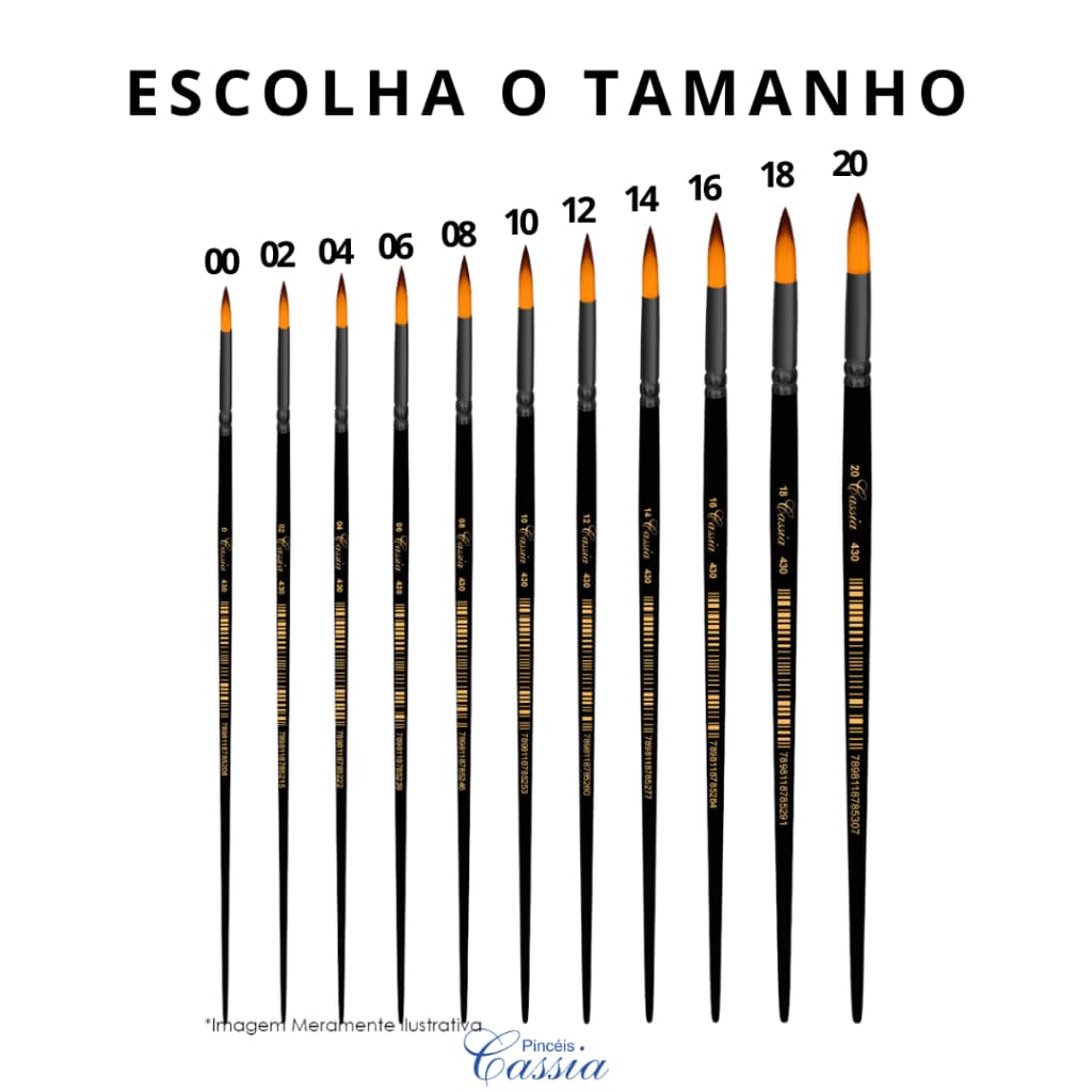 Pincel Redondo Cabo Médio Ref.430 - Pincéis Cassia (Escolha o Tamanho)