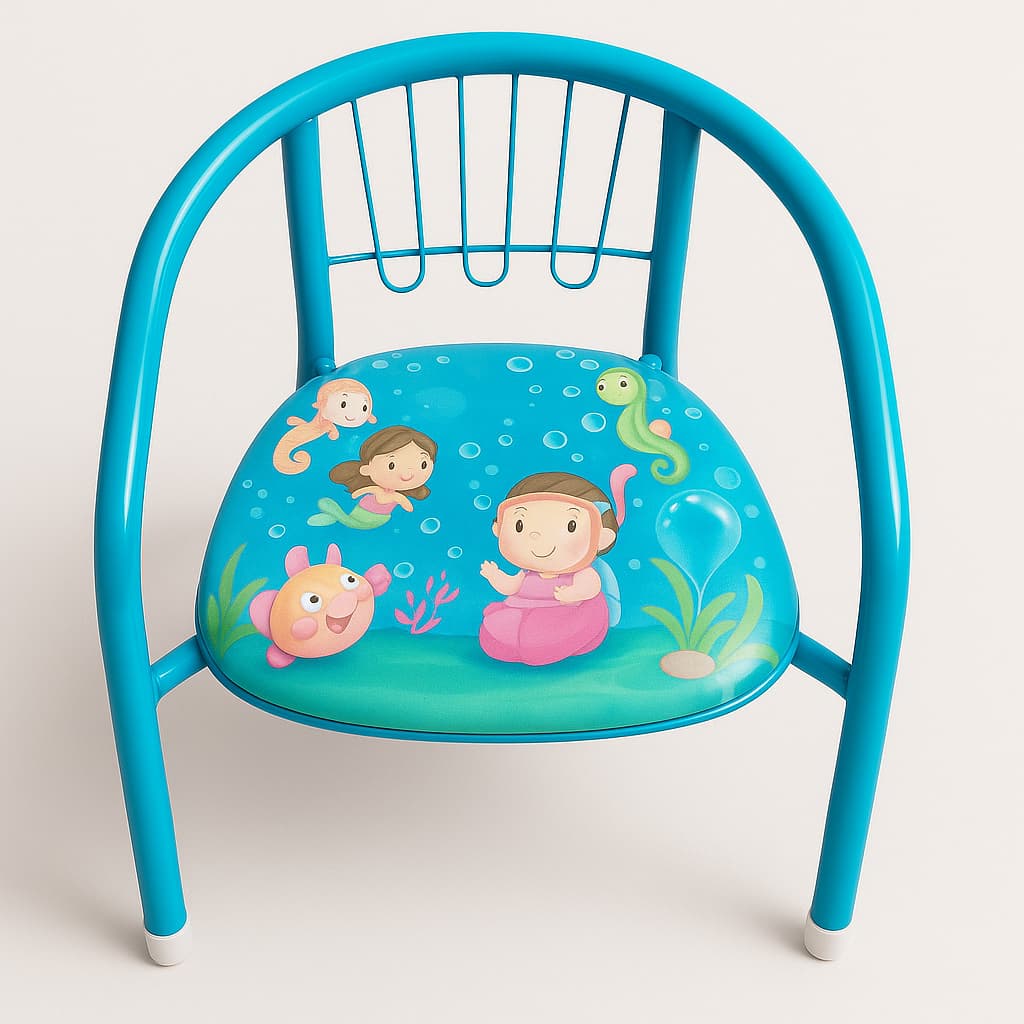 Cadeira Infantil De Metal Suporta 25kg C/ Buzina No Assento Cor Azul