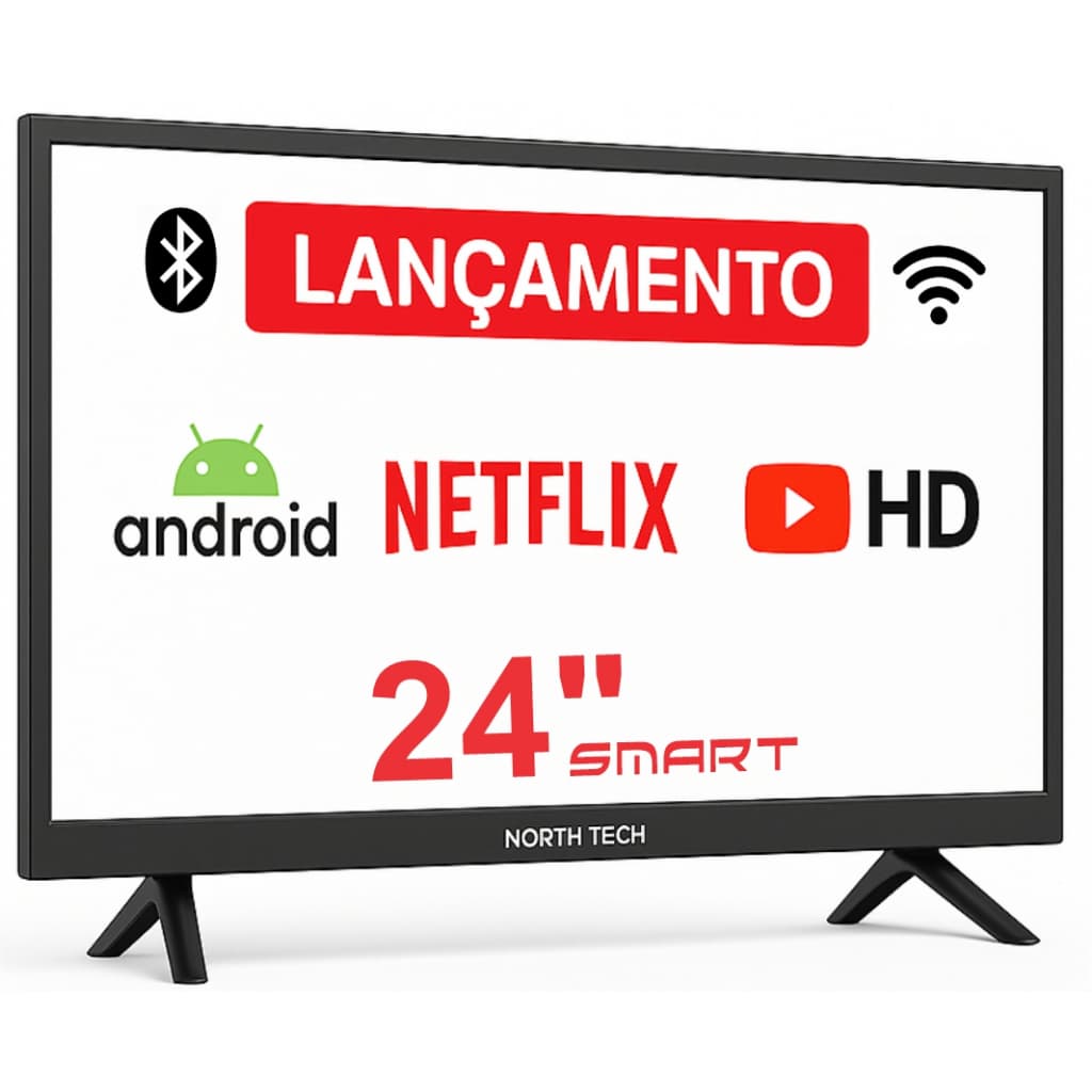 TV 24 POLEGADAS SMART Android Wifi Bluetooth Youtube Netflix Lançamento 2026