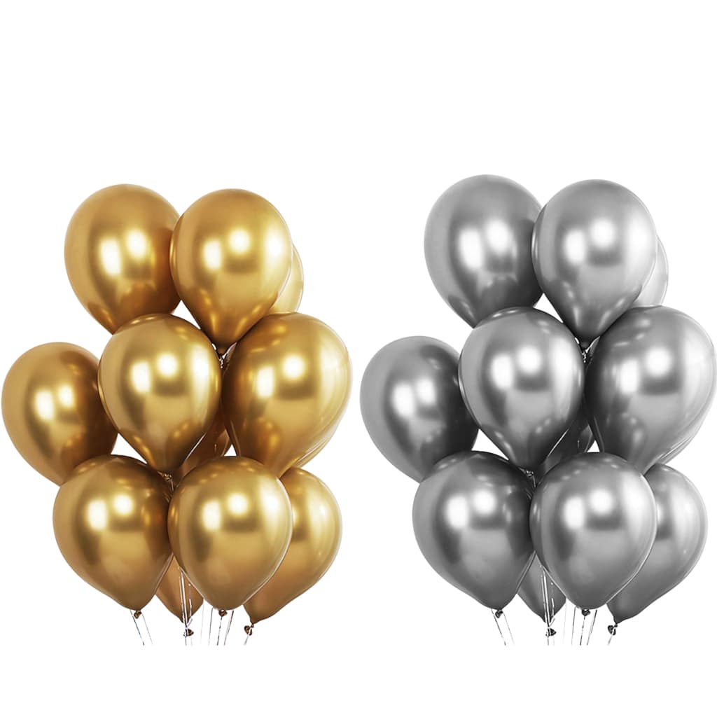 25 Balão Bexiga Látex Cromado Brilhante 10 Polegadas Para Festa Metalizado