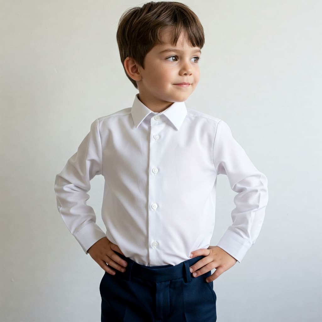 CAMISA  INFANTIL MANGA LONGA BRANCA PREMIUM 2-10 ANOS