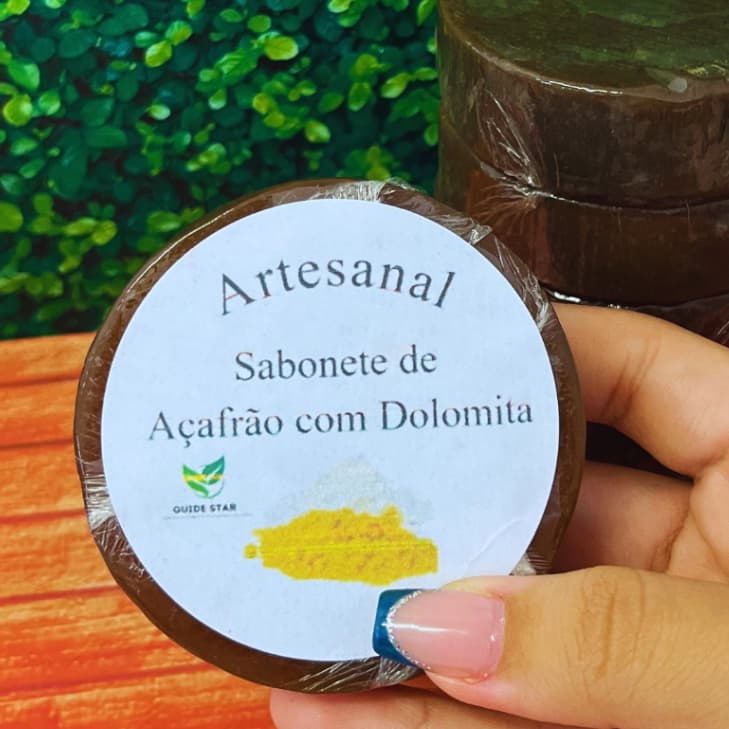 Sabonete Açafrão com Dolomita depilação Natural trata Foliculite Artesanal