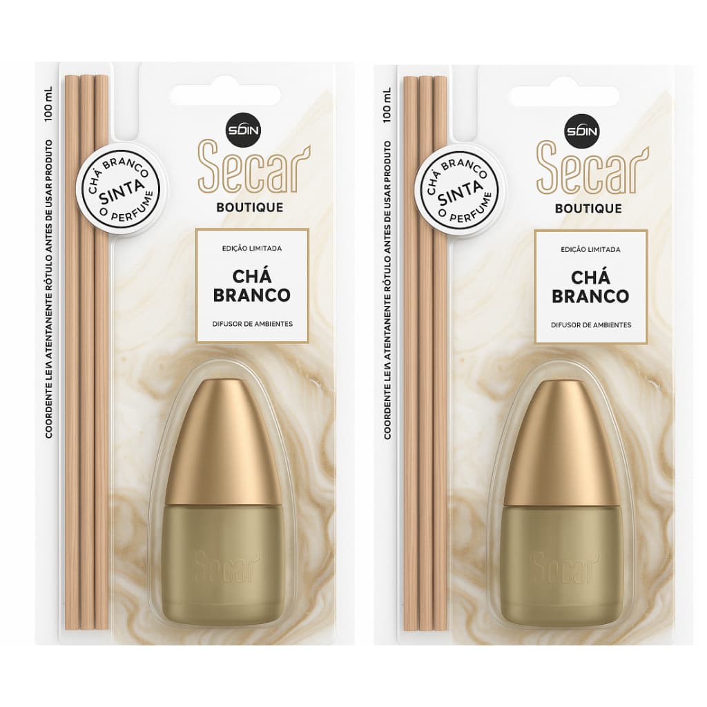 Novo Difusor Secar Chá Branco Boutique 2un - 100ml Cheiro