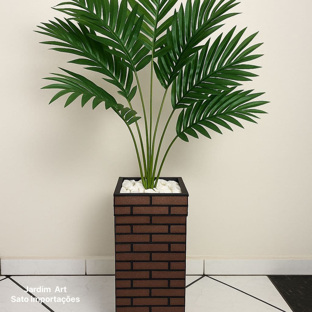 Vaso Moderno coluna com Palmeira 1 m – Material Leve para Ambientes Internos cod505