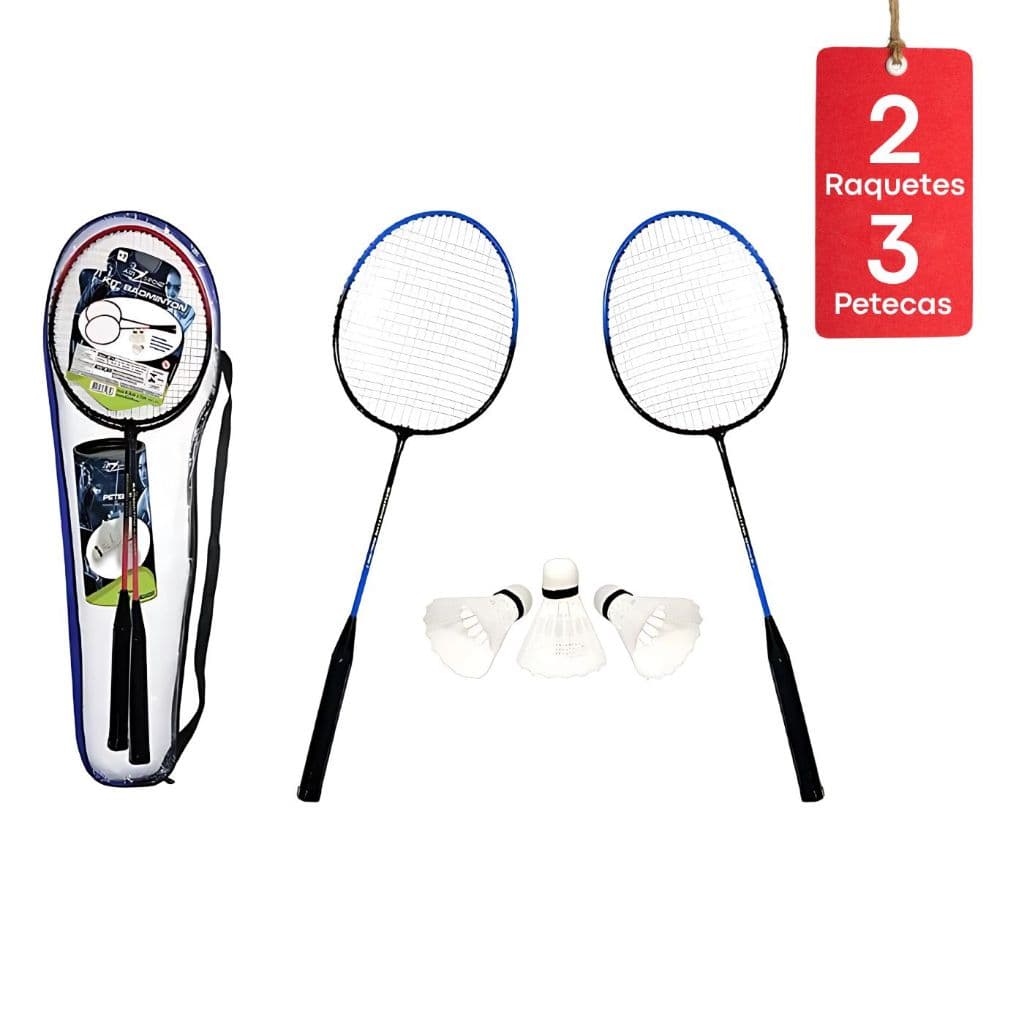 Kit Badminton 2 Raquetes + 3 Petecas + Bolsa Completo Original Brinquedo Criança Esporte