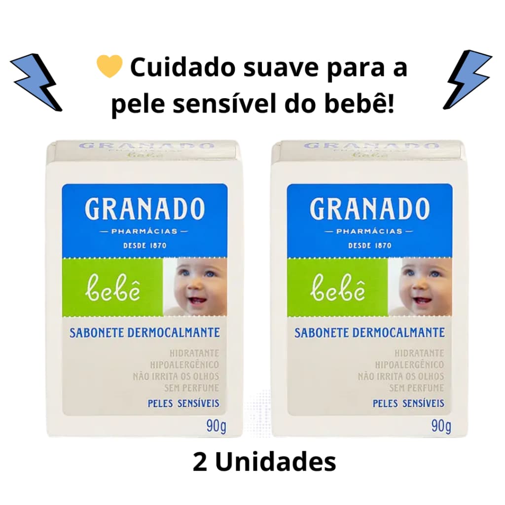 Kit 2x Sabonete Dermocalmante Bebê Peles Sensíveis 90g (Granado)