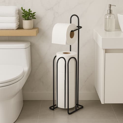 Suporte de Papel Higiênico de Chão  para Banheiros e Lavanderias - Porta Papel Higiênico