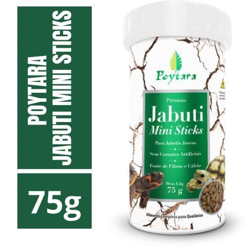 Poytara Ração Para Jabuti Mini Sticks 75g -  Premium Para Répteis Tartarugas Filhotes Terrestres