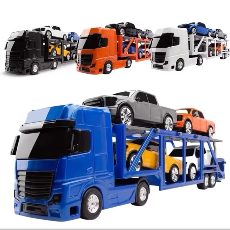 Caminhão de Brinquedo criança  cegonheira Roma Petroleum Com 4 Carrinhos - Roma Brinquedos