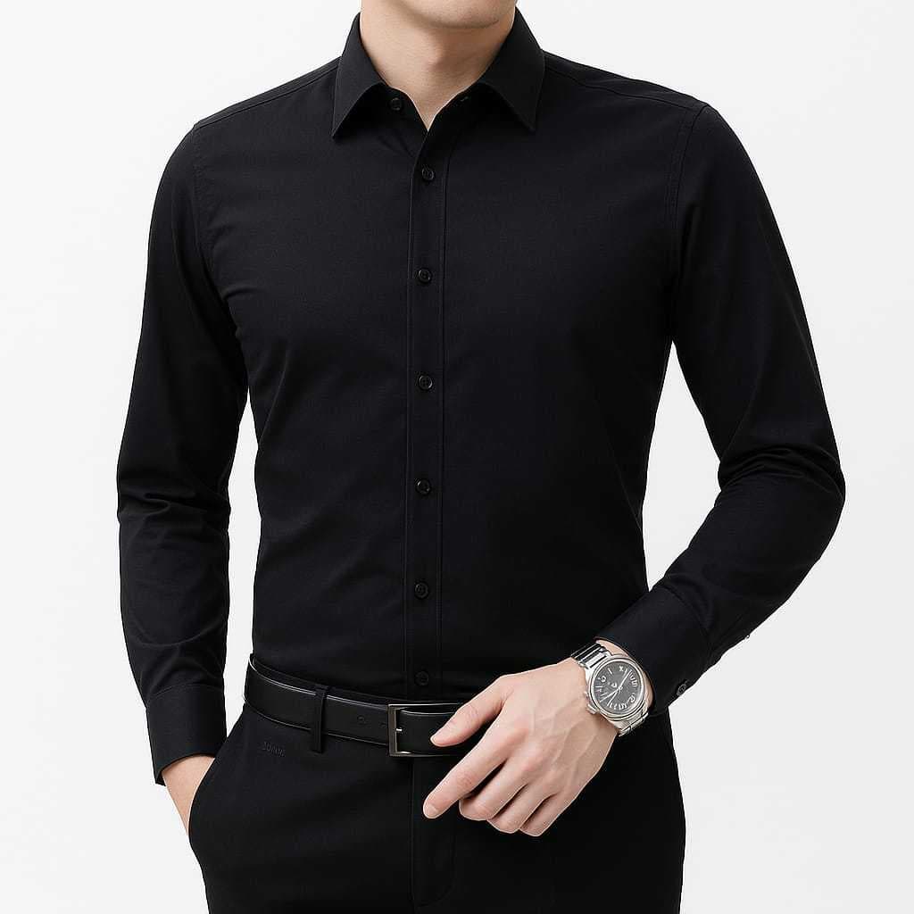Camisa Social Preta Tricoline Luxuosa - Corte Slim Fit - Lançamento 2025  Eventos (Envio Imediato)